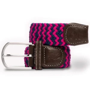 Swollen Panda Woven Belt |Pink With Blue Zigzag